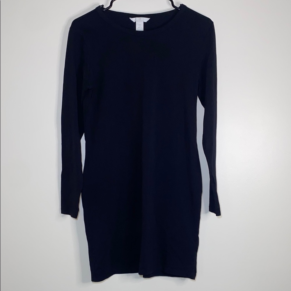 H&M Black Crew Neck Long Sleeve Dress